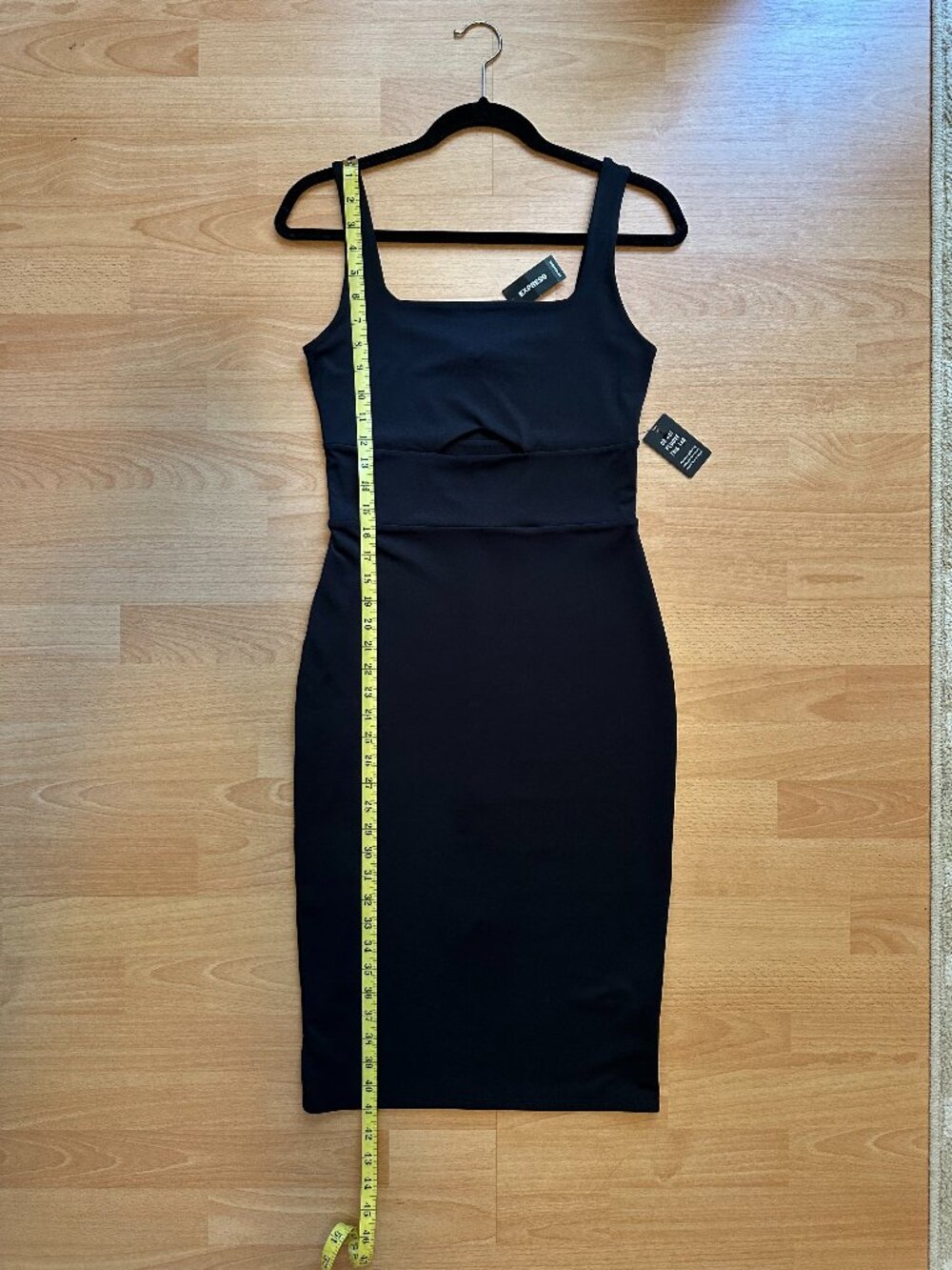 Express Body Contour Square Neck Knit Sheath Midi Dress NWT - Black (S) - Picture 3 of 14
